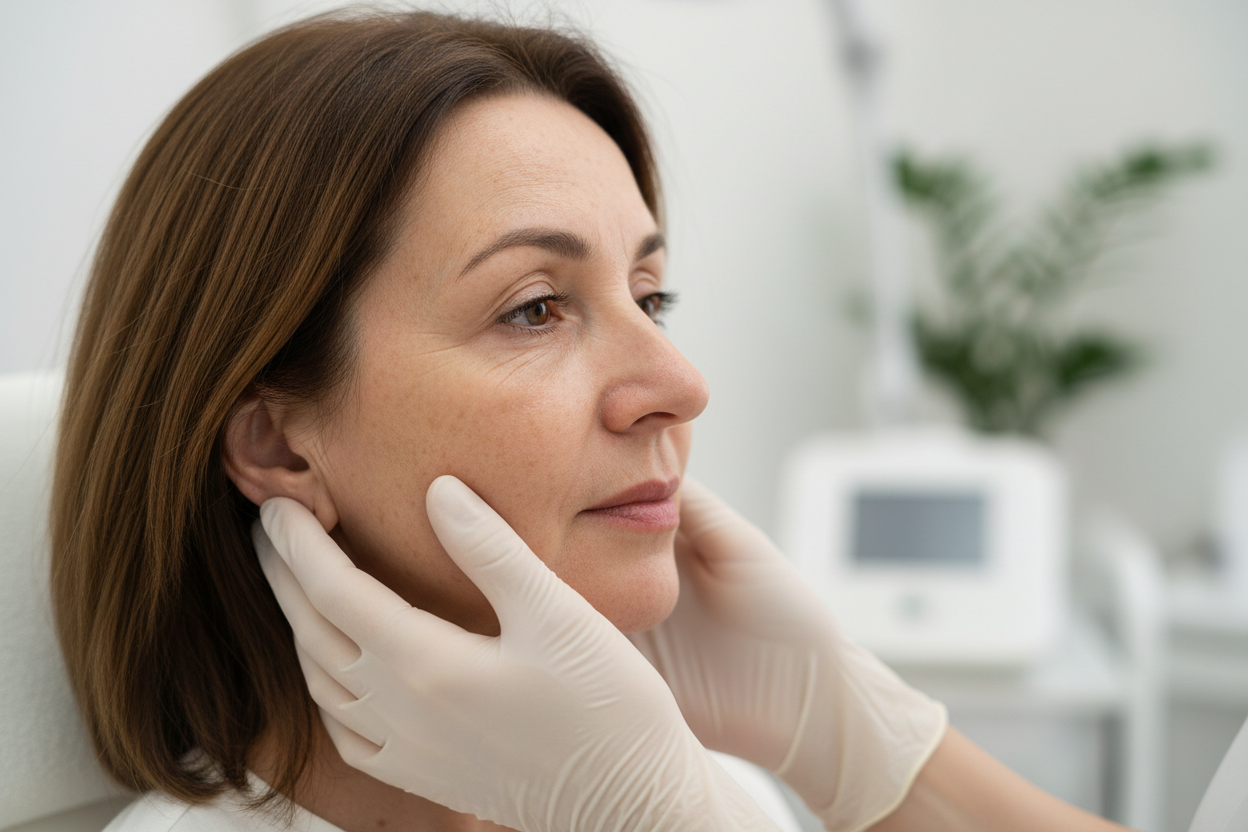 Looking at a face with spots or wrinkles